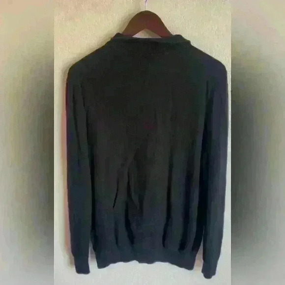 Lachlan Men’s Black 100% Cotton 1/4 Zip Pullover Sweater, Size Medium - Picture 3 of 4